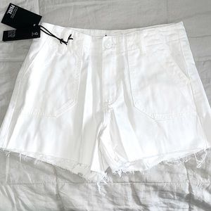 Paige Mayslie Utility White Denim Shorts - Size 24